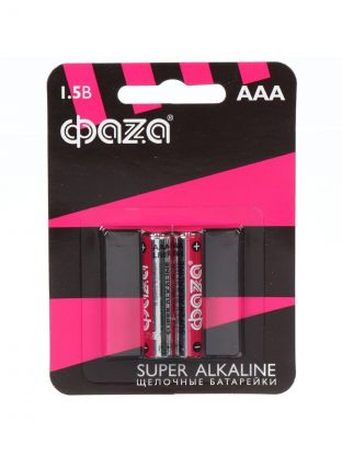 Батарейка ФАZА, ААА (LR03, 24A), Super Alkaline, щелочная, 1.5 В, блистер, 2 шт, 2858474