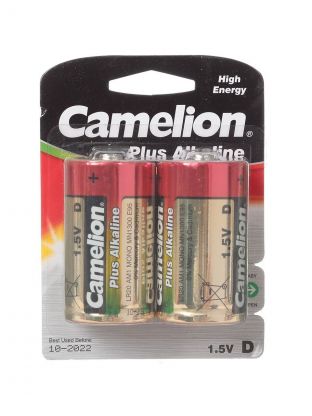 Батарейка Camelion, D (LR20), Alkaline Plus, щелочная, блистер, 2 шт, 1654