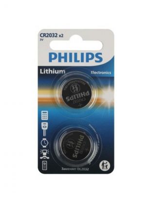 Батарейка Philips, CR2032, литиевая, 3 В, блистер, 2 шт, Б0062716