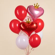 БУКЕТ ШАРОВ "СЕРДЦА ДЛЯ ПРИНЦЕССЫ"  С ГЕЛИЕМ