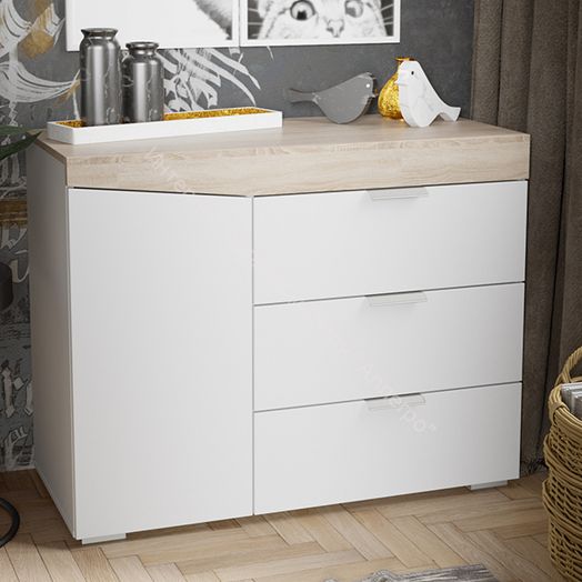 Комод тип 1 Дуб Сонома, Белый Ясень