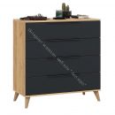 Комод «Джоли» с опорами Бук матовый, Дуб Крафт золотой/Графит матовый