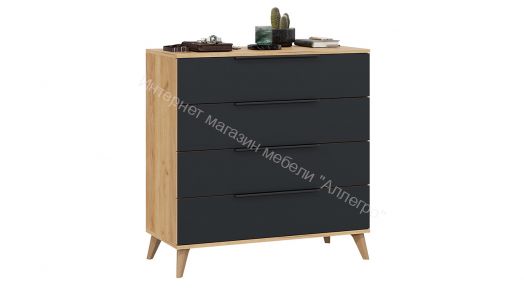 Комод «Джоли» с опорами Бук матовый, Дуб Крафт золотой/Графит матовый