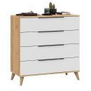 Комод «Джоли» с опорами Бук матовый, Дуб Крафт золотой/Белый матовый