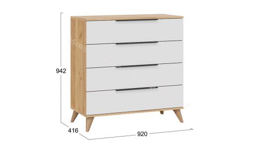 Комод «Джоли» с опорами Бук матовый, Дуб Крафт золотой/Белый матовый