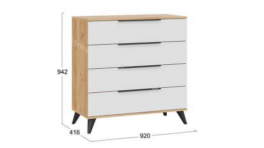 Комод «Джоли» с опорами Черный матовый, Дуб Крафт золотой/Белый матовый