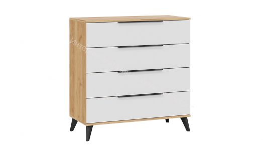 Комод «Джоли» с опорами Черный матовый, Дуб Крафт золотой/Белый матовый