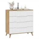 Комод «Хилтон» с опорами Бук матовый, Дуб Крафт золотой, Белый матовый