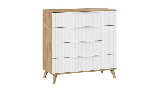 Комод «Хилтон» с опорами Бук матовый, Дуб Крафт золотой, Белый матовый