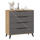 Комод «Хилтон» с опорами Черный матовый, Дуб Крафт золотой, Графит матовый