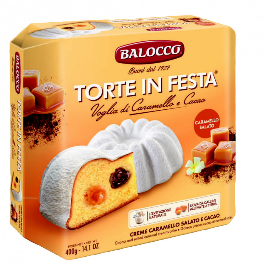 Торт с кремом Соленая карамель и шоколадным кремом 400 г, Torta in festa caramello e cacao Balocco, 400 gr
