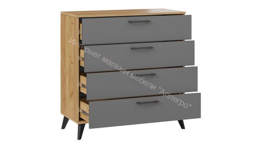 Комод «Нео» с опорами Черный матовый, Дуб Крафт золотой, Серый графит