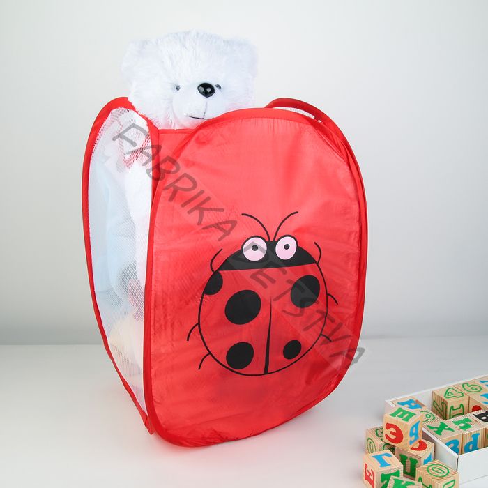 Корзина - сетка складная Доляна «Божья коровка», 32x32x52 см, красная