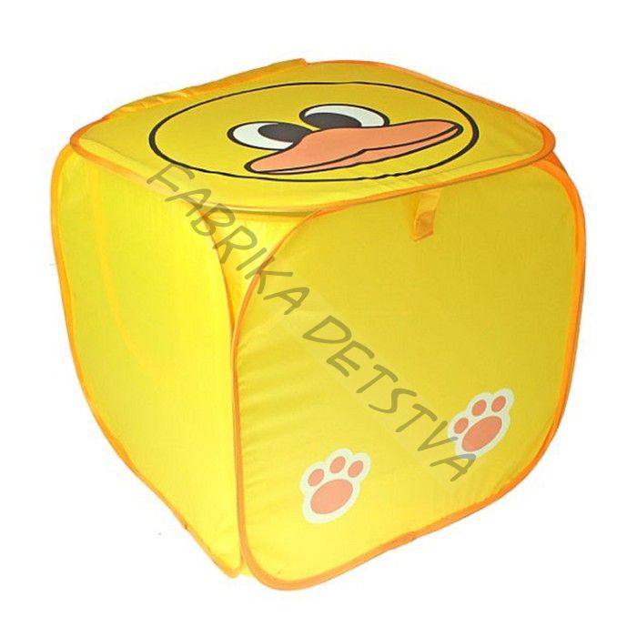 Корзина для игрушек «Утёнок» с ручками и крышкой, жёлтая