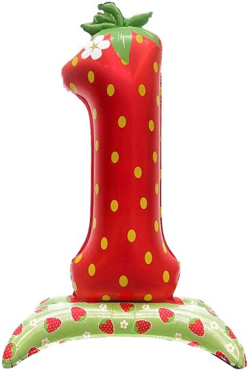 Клубничная цифра 1 (Единица) стоящая