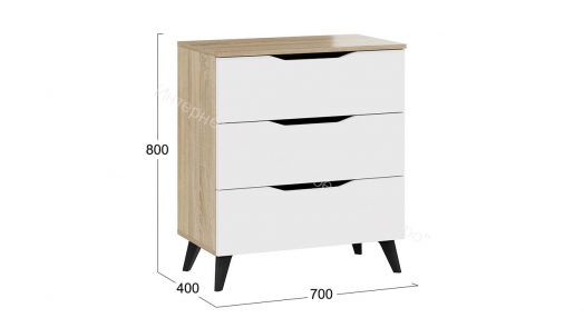 Комод тип 3 с опорами Черный матовый, Дуб Сонома, Белый ясень