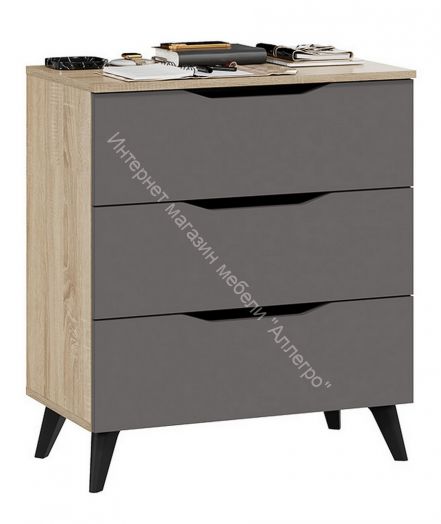 Комод тип 3 с опорами Черный матовый, Дуб Сонома, Графит серый