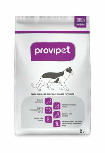 Корм Provipet для взрослых кошек с курицей, 2 кг