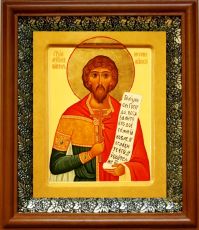 Икона Виктор Месукевийский в киоте с басмой Виноградная Лоза (UV-печать)(30183)