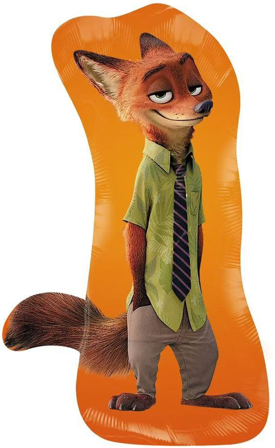 лис оранжевый фигурный фольгированный шар с гелием