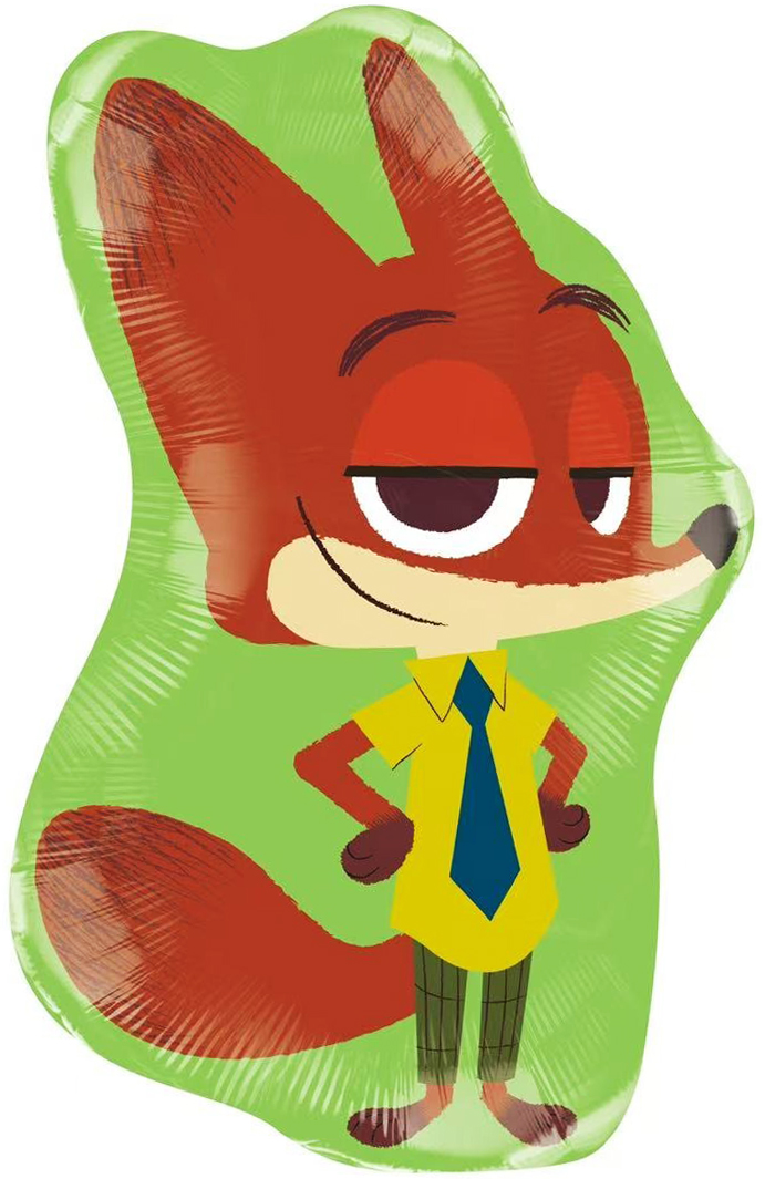 Веселый лис шар фигурный фольгированный с гелием