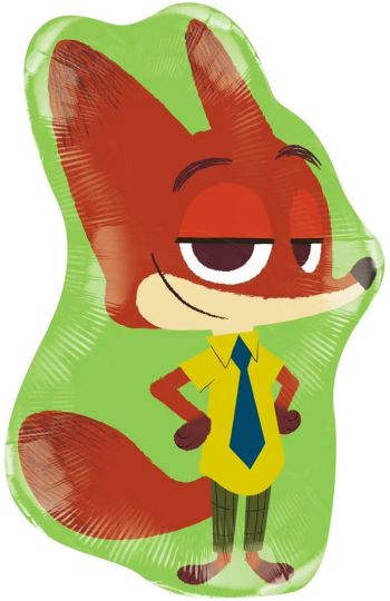 Веселый лис шар фигурный фольгированный с гелием