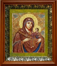 Вифлеемская икона Божьей Матери в киоте с басмой Виноградная Лоза (UV-печать)(30190)