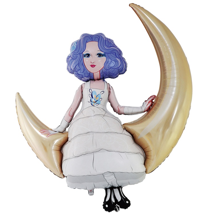 Мальвина с полумесяцем шар фигурный фольгированный с гелием