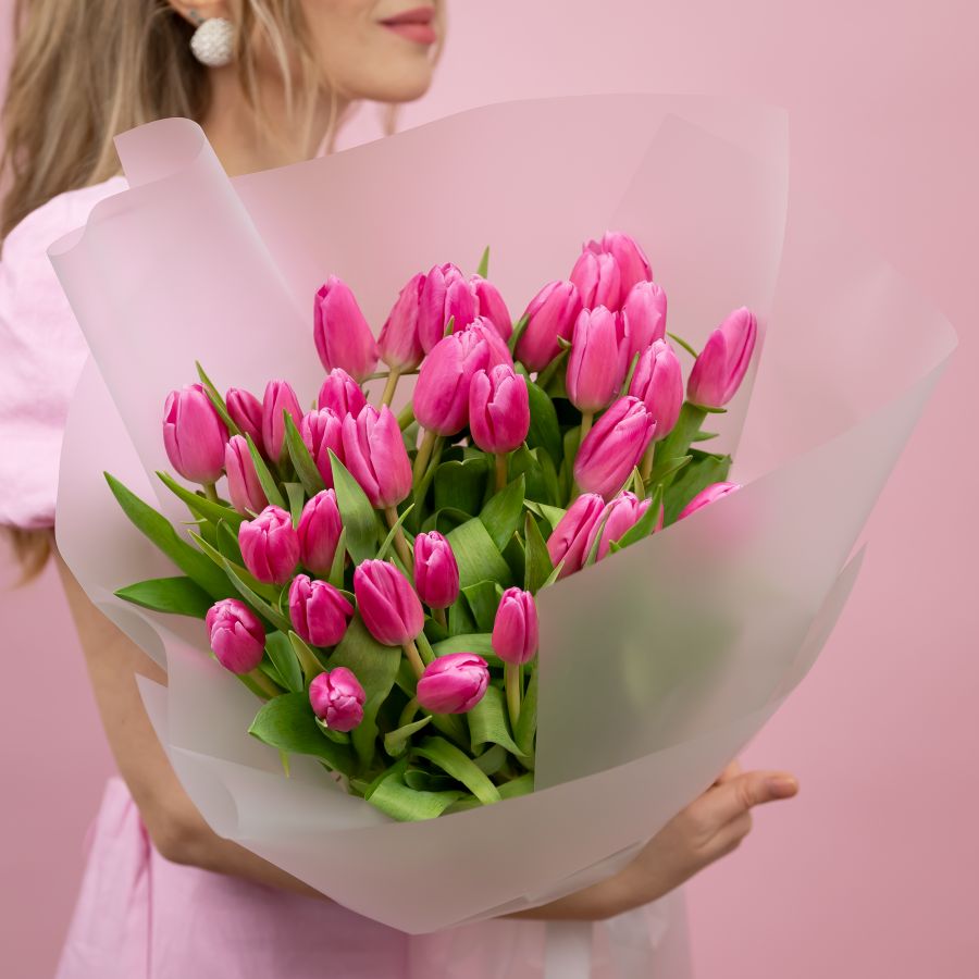 Тюльпаны розовые 35шт