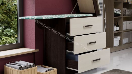 Комод со встроенной гладильной доской (Венге Цаво/Дуб Белфорт)