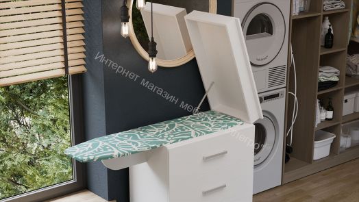 Комод со встроенной гладильной доской Белый Ясень