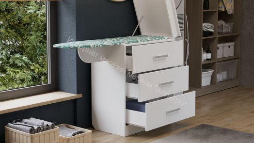 Комод со встроенной гладильной доской Белый Ясень