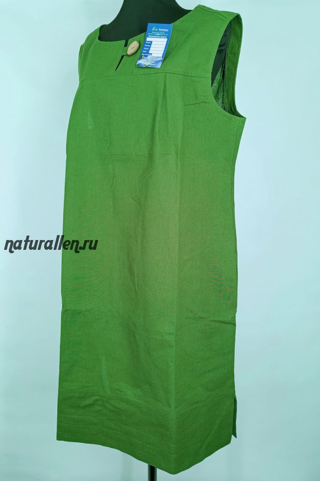 Льняное платье Пуговка зеленое Распродажа!