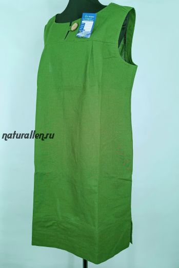 Льняное платье Пуговка зеленое Распродажа!