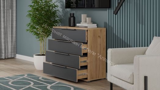 Комод «Джоли» - 405.003.000 Дуб Крафт золотой, Графит матовый