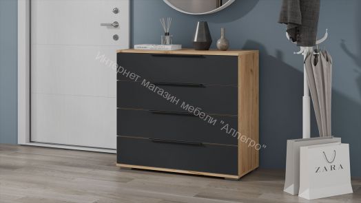 Комод «Джоли» - 405.003.000 Дуб Крафт золотой, Графит матовый