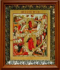 Икона Воскресение Христово в киоте с басмой Виноградная Лоза (UV-печать)(30207)