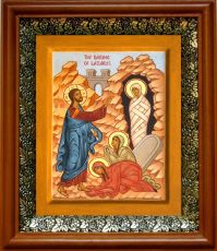 Икона Воскрешение Лазаря в киоте с басмой Виноградная Лоза (UV-печать)(30215)