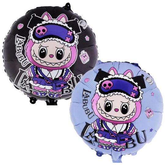 Монстрик зубастый двухсторонний круглый шар фольгированный с гелием