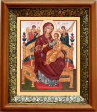 Икона Всецарица в киоте с басмой Виноградная Лоза (UV-печать)(33053)