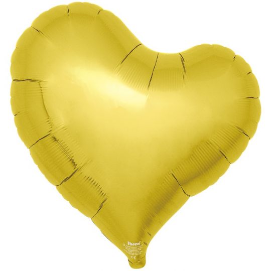 Золотое сердце японское с изгибом малое шар фольгированный с гелием