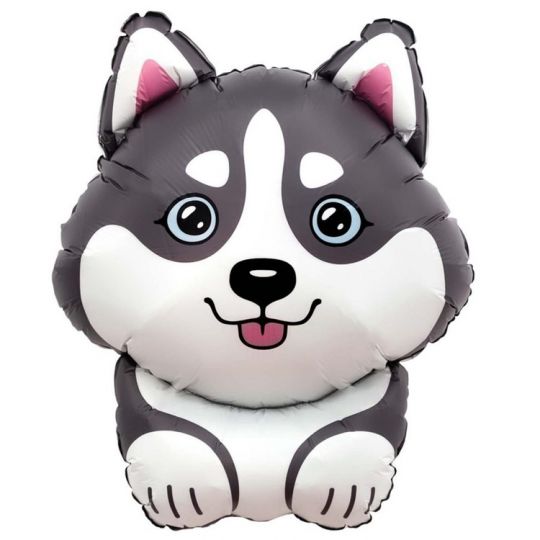 Хаски фигурный шар фольгированный с гелием