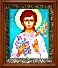 Икона Вячеслав, отрок в киоте с басмой Виноградная Лоза (UV-печать)(30229)