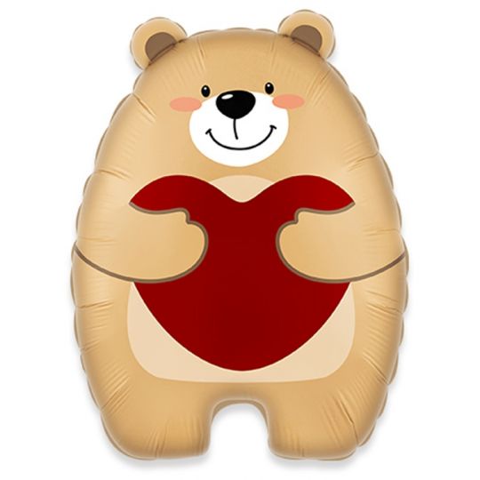 Мишка с сердечком 2 шар фигурный фольгированный с гелием