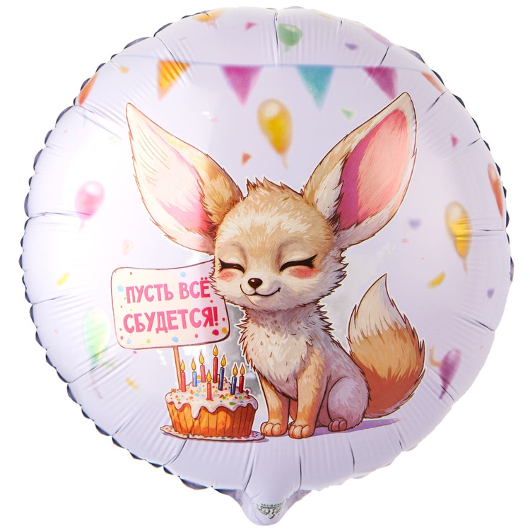 Фенёк Пусть всё сбудется круглый шар фольгированный с гелием