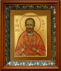 Икона Георгий Архангельский в киоте с басмой Виноградная Лоза (UV-печать)(30241)