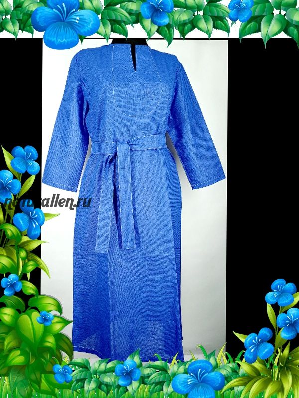 Льняное платье-бохо с поясом