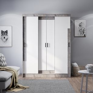 Шкаф-купе "Смарт" ШКК-06 (ш1600*г581*в2100мм) Цемент светлый/белый