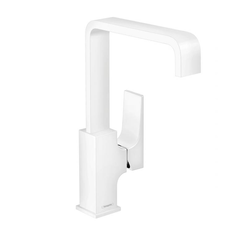 Смеситель для раковины 230, Metropol однорычажный, с рычаговой рукояткой, со сливным клапаном Push-Open, матовый белый 32511700