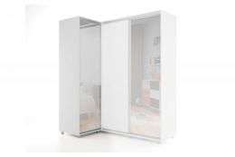 Шкаф-купе -PRIME CORNER Угловой с зеркалом ОРС12-6.Z (1806*1205*2300мм), Белый шелк.